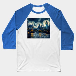 Starry Night Over Hogsmeade Village Baseball T-Shirt